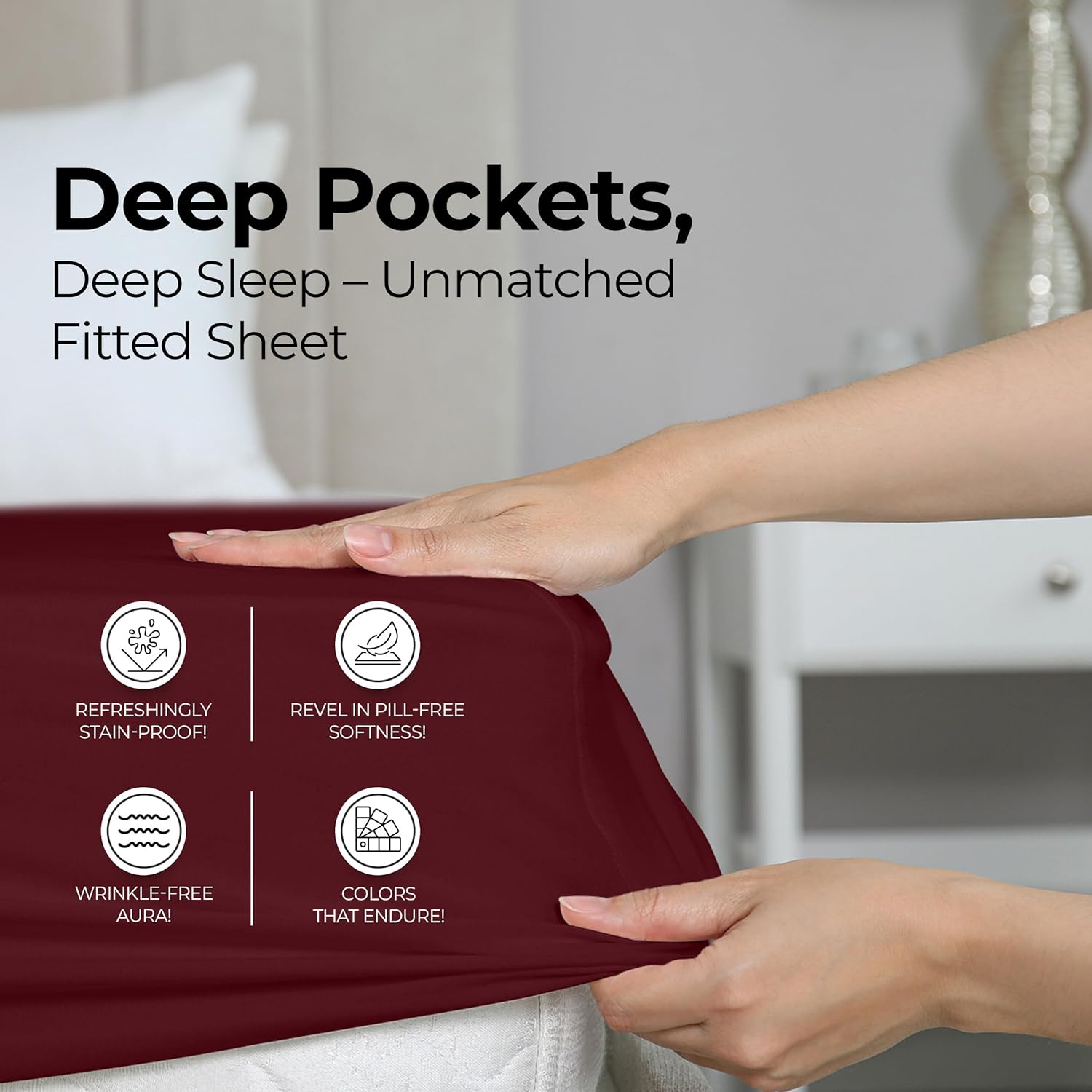 Utopia Bedding Full Fitted Sheet - Deep Pocket Microfiber - Soft & Fade Resistant - Red Burgundy