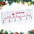 Regine Switzerland Christmas Stocking Holder - 24 Inch White Wall Sign with 6 Hangers for Mantel