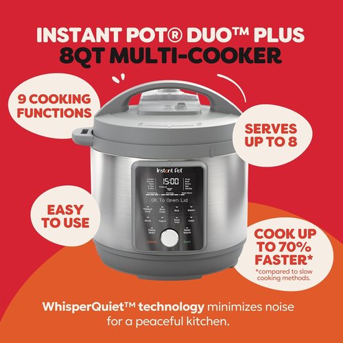 Instant Pot 8-Quart Electric Pressure Cooker - Whisper Quiet 9-in-1 Multi-Function with App & Recipes