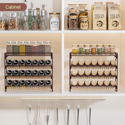 PanPanPal 4 Tier Spice Rack Organizer for Cabinet, Detachable Spice Rack for Countertop, Freestanding Spice Organization for Cabinet, Seasoning Organizer for Kitchen Pantry (13.4" Wx11.2 H, No Jars)