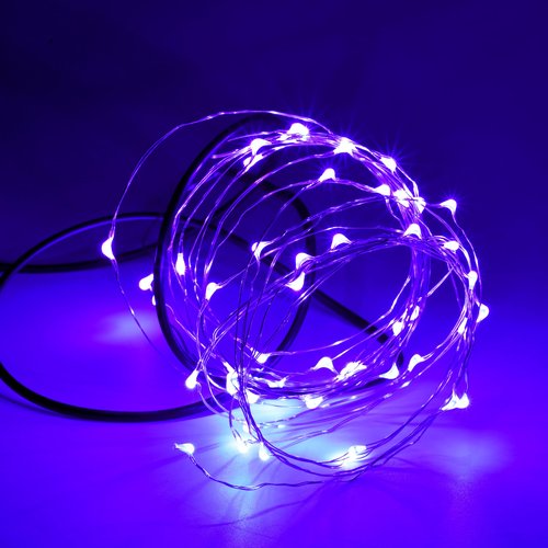 Karlling USB Plug in LED Fairy Lights,2 Packs of 50 LED Bulbs 16 Ft Silver Wire Waterproof Starry String Lights for Bedroom Patio Garden Party Wedding Commercial Lighting (Purple)