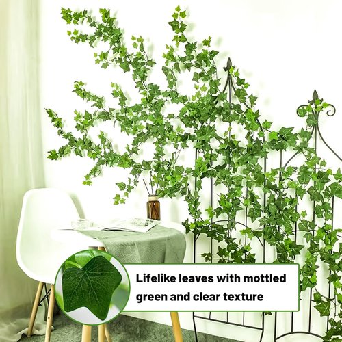 HXWEIYE 12 Pack Fake Vines - Artificial Ivy Greenery Garland for Bedroom & Wedding Decor | Indoor/Outdoor Use