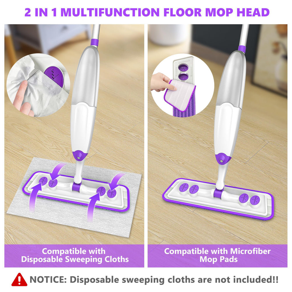 TINA&TONY Spray Mop for Floor Cleaning: Wet Dry Mop with Microfiber Washable Reusable Pads for Household Kitchen Hardwood Vinyl Floors