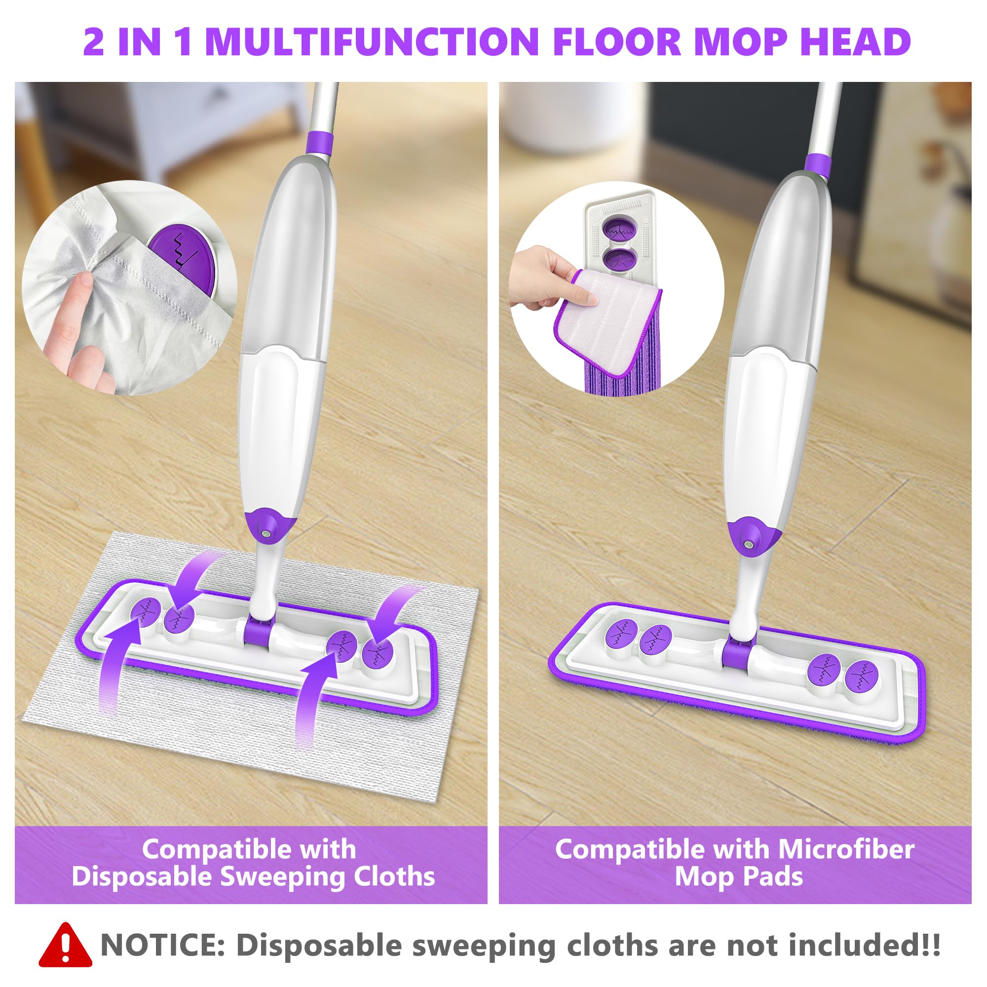 TINA&TONY Spray Mop for Floor Cleaning: Wet Dry Mop with Microfiber Washable Reusable Pads for Household Kitchen Hardwood Vinyl Floors