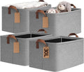 CHICVITA Large Storage Baskets - Foldable Organizers for Clothes & Toys | 16.8" x 11" x 9.8", Gray