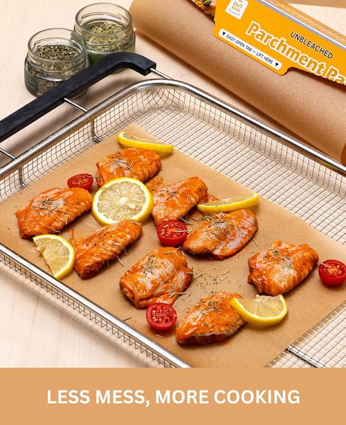 24/7 Bags Parchment Paper Roll - Non-Stick, Food Safe, 150 Sq Ft, 12" Wide with Serrated Cutter for Baking & Cooking