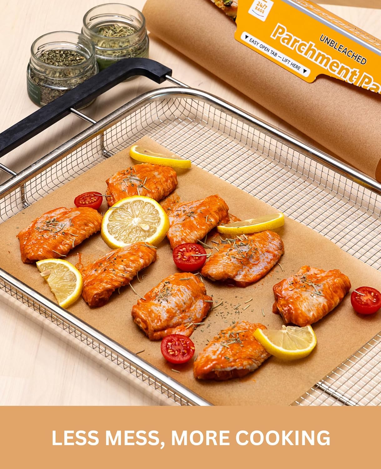 24/7 Bags Parchment Paper Roll - Non-Stick, Food Safe, 300 Sq Ft, 12" Wide | Perfect for Baking & Cooking