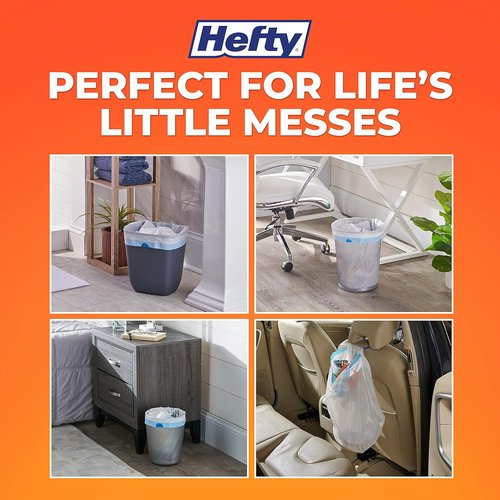 Hefty Small Garbage Bags - Unscented 4 Gallon Size | 34 Count for Easy Cleanup