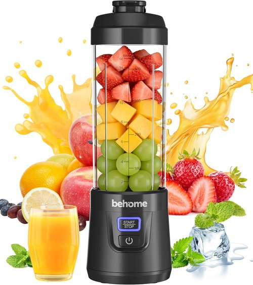 Behome Portable Blender - Personal Juicer for Smoothies & Shakes | 14 OZ BPA-Free, USB-C Rechargeable, Dishwasher Safe