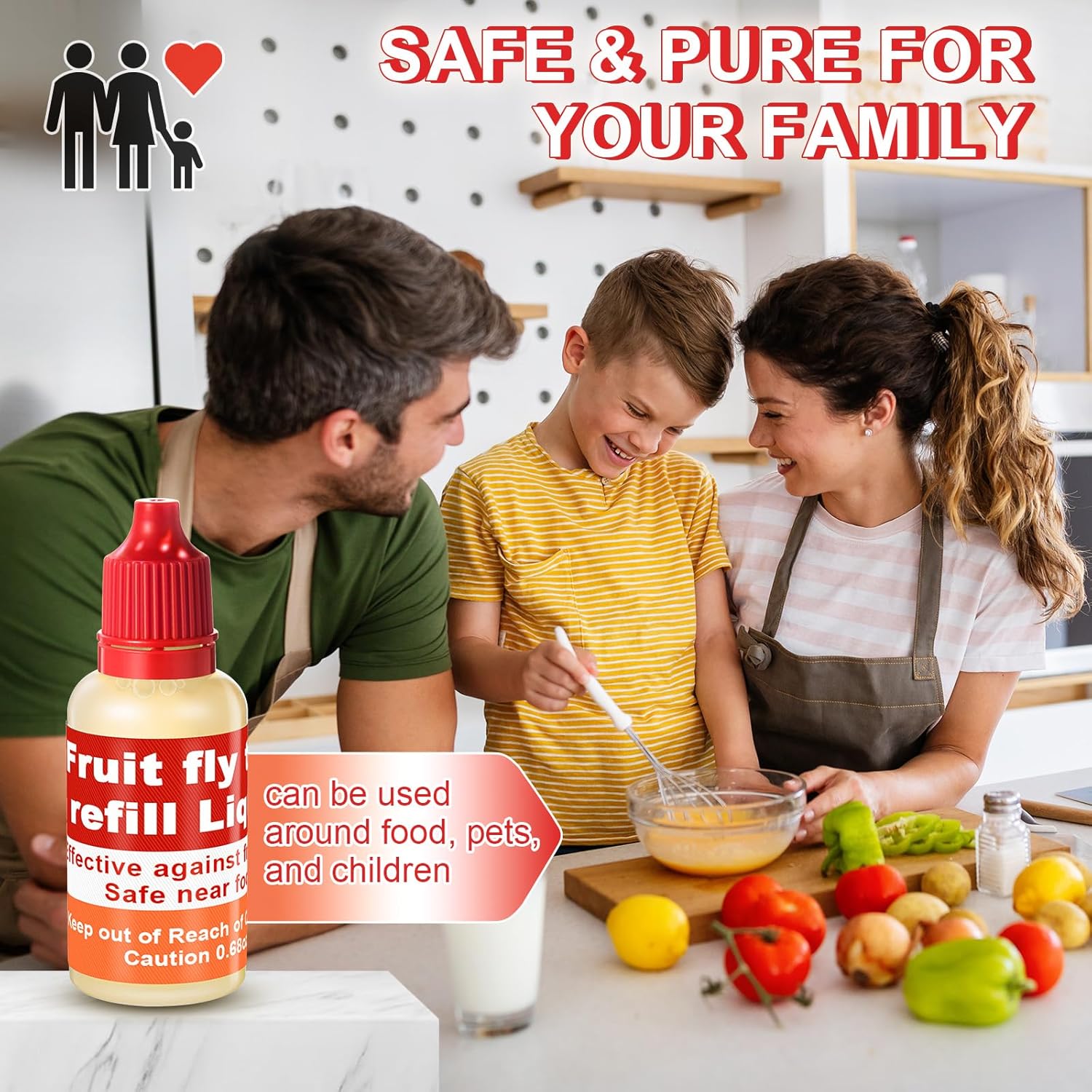 Qualirey Fruit Fly Trap Refill Liquid - Non-Toxic & Effective Indoor Solution | 0.68oz Bottle, Red