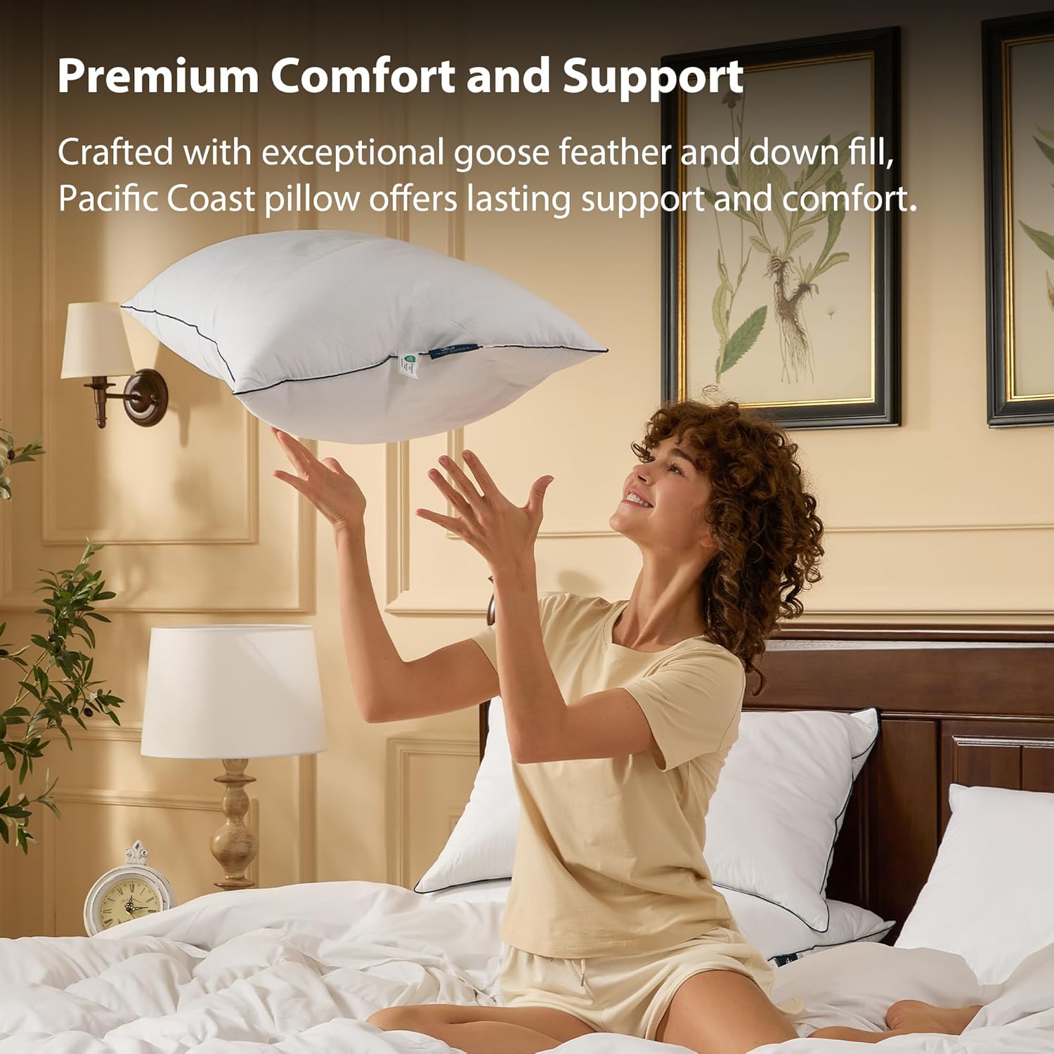 Pacific Coast Premium Goose Feather & Down Bed Pillow - Standard Size, Medium Support for Side & Back Sleepers