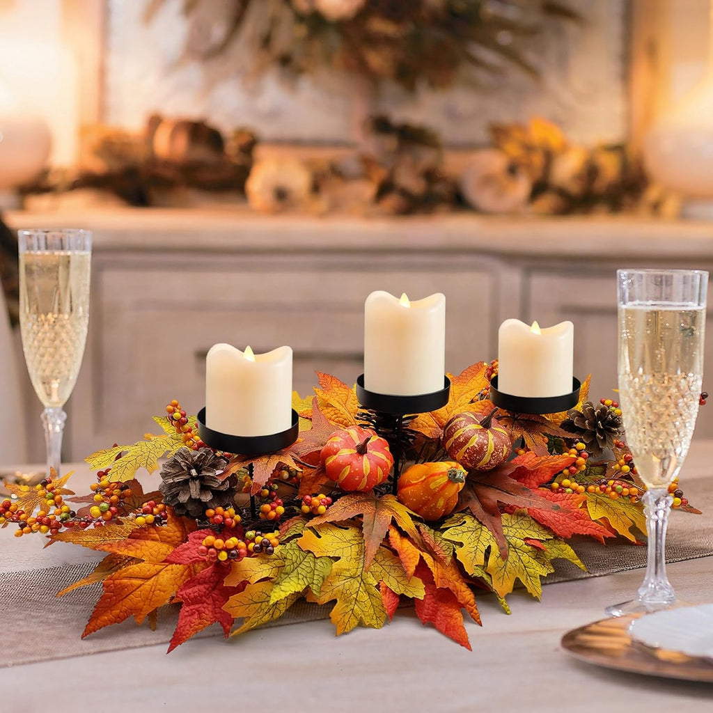 Regine Switzerland Thanksgiving Centerpiece - Artificial Gourd & Pumpkin Decor with Pine Cones & Maple Leaves | Perfect for Dining Table & Fireplace Mantel