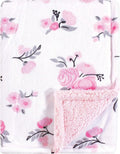 Hudson Baby Plush Mink & Sherpa Blanket - Soft Pink Floral Design | Perfect for Infants