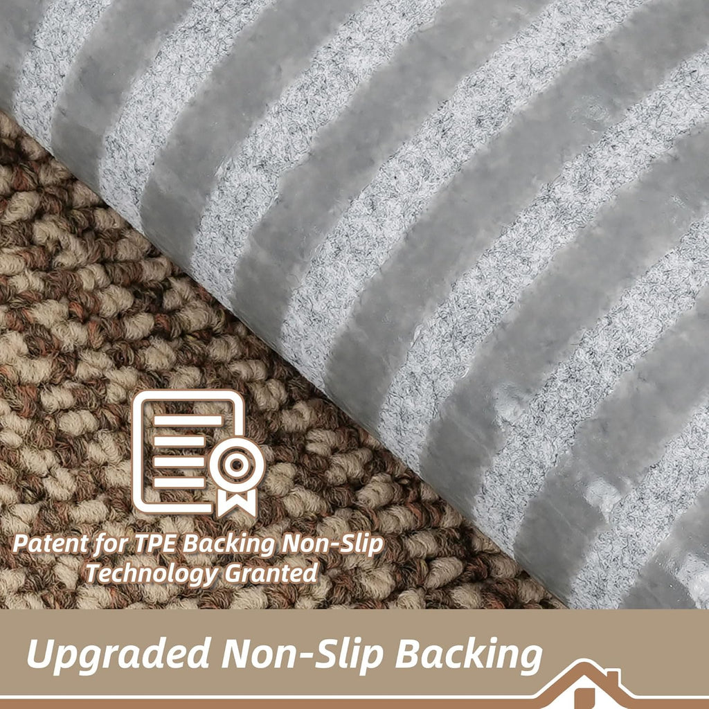 BEQHAUSE Indoor Door Mat & Stair Treads Set - Non-Slip, Stain-Resistant, Washable | 20"x32" Mat & 15 Pcs Taupe Treads
