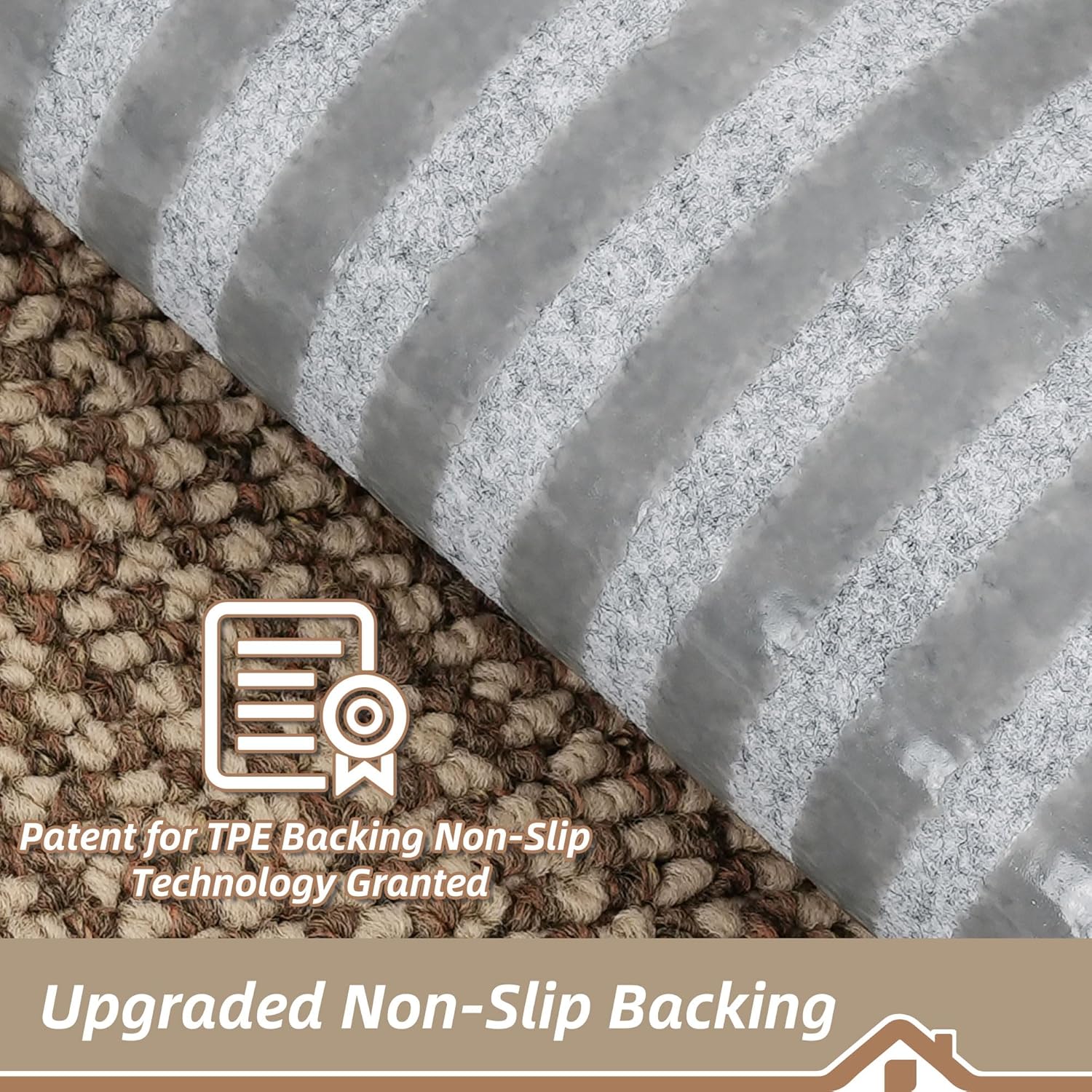 BEQHAUSE Indoor Door Mat & Stair Treads Set - Non-Slip, Stain-Resistant, Washable | 20"x32" Mat & 15 Pcs Taupe Treads