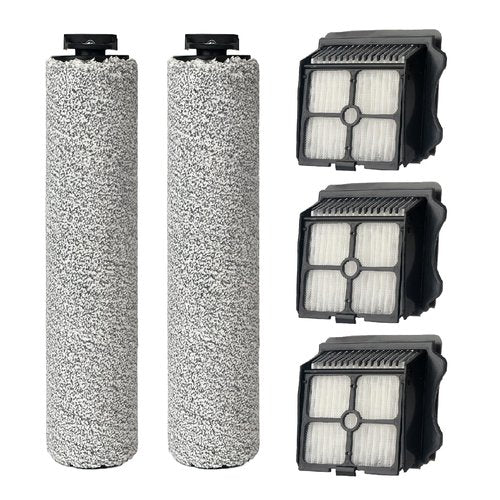 2 Pack Soft Roller Brush Replacement Parts for Tineco Floor ONE S5 Steam Cleaner Wet Dry Vacuum, Replacement Parts Accessory Kit for Tineco Floor Cleaner Including 3 Pack Vacuum HEPA Filters