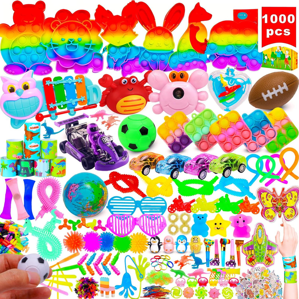 Skiennix Kids Party Favors - 1000 Pcs Fidget Toys Pack for Stress Relief | Ideal for Carnival & Classroom Prizes