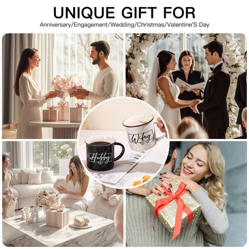 JOVGANK Wedding Gifts for Couples 2026, Wifey Hubby Mugs Set of 2 Coffee Mug 10 Ounce, Bridal Shower Gift, Mr and Mrs Coffee Mug Set, Couples Gift for Bride Groom, Valentine's Day Gifts