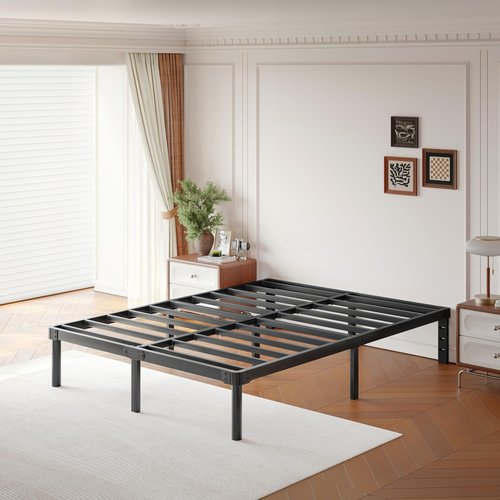 ZIYOO 14 Inch King Size Metal Platform Bed Frame with Heavy-Duty Steel Slat Support, No Box Spring Needed, Under Bed Storage Space, Easy Assembly, Noise-Free, Sturdy & Durable, Black