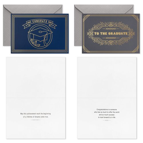 Hallmark Graduation Cards Assortment, Gold Foil Neutrals (16 Cards and Envelopes, 4 Designs)