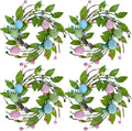 Winlyn Easter Egg Candle Rings - 4 Pcs Spring Wreaths with Pastel Eggs & Foliage | 11" Holiday Decor