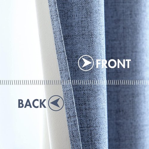 MIULEE Blackout Curtains - 100% Thermal Insulated Linen Texture Drapes | Stone Blue, 52x108 Inch (2 Panels)