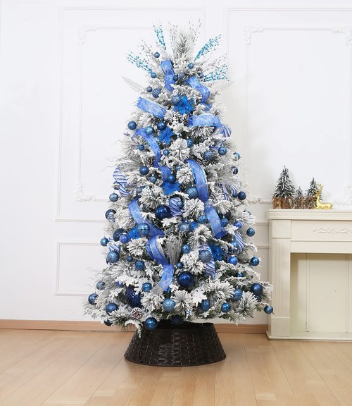 34ct Navy Blue Christmas Ball Ornaments Shatterproof Plastic Christmas Tree Decorations for Xmas Party Home Office Holiday Decor -Medium Size (2.36"/ 60mm)