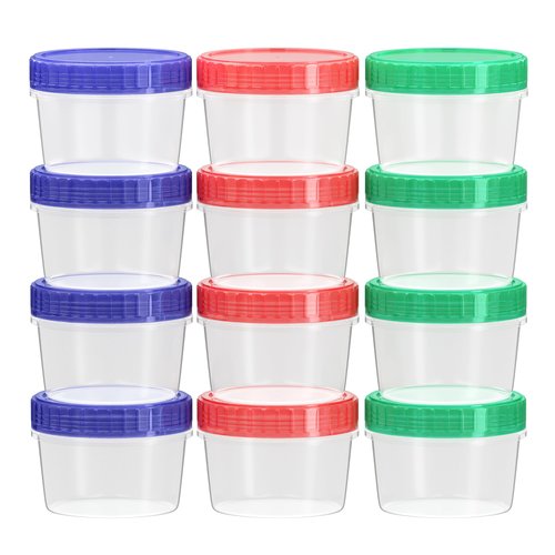 SGKSUN Salad Dressing Container Reusable 12 Pcs - 2 Oz Sauce Container to Go With Leak-Proof Twist Top Lids, Plastic Seasoning Containers, Meal Preparation Containers, Picnic essentials