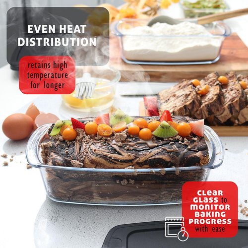 Nestl Set of 3 Glass Bread Loaf Pans for Baking Bread Pans for Homemade Breads, Glass Food Storage Containers with Lids, Glass Baking Dishes for Oven, Pound Cake Pan, Loaf Pan, 1.9 Quart