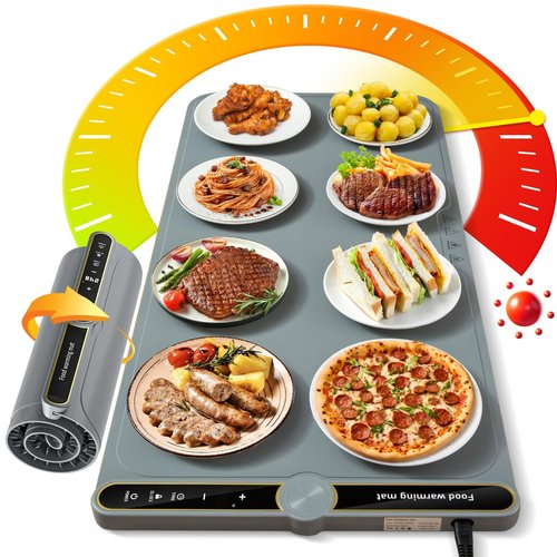 NAXBEY Warming Mat for Food extra large, Heating Mat For Food, 31.6"x15" Foldable Food Warming Mats for Countertops, Buffet Parties, Sourdough Warmer, Tortilla Warmer, 9-Level Temp 6-hour timer