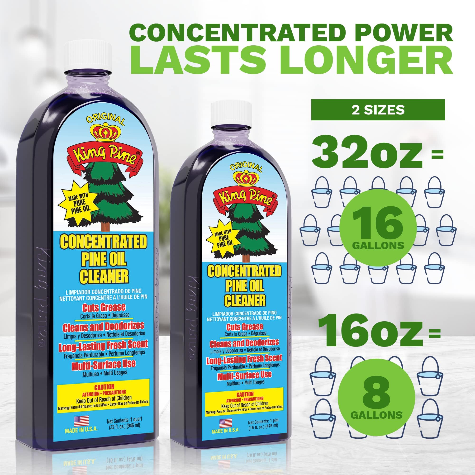 King Pine Concentrated Pine Oil Multi-Surface Cleaner Industrial Strength, Original Black, 128 Fl Oz
