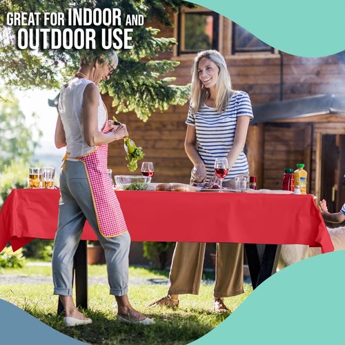 Exquisite Red Plastic Table Cover Roll - Premium 0.5 MIL Thick, 40" x 300' | 4 Pack Disposable Tablecloths