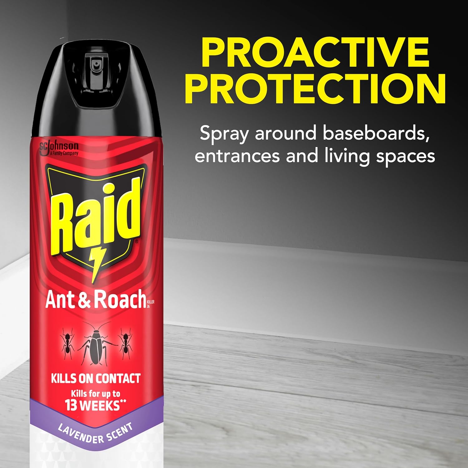 Raid Ant & Roach Killer Spray - Long-Lasting Lavender Scent, 17.5 oz (Pack of 2)