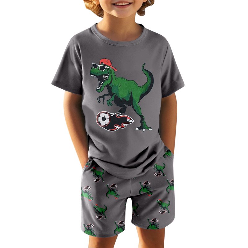 Toddler Short Pajamas Set for Boys - Size 3-4 Years, Red Variation