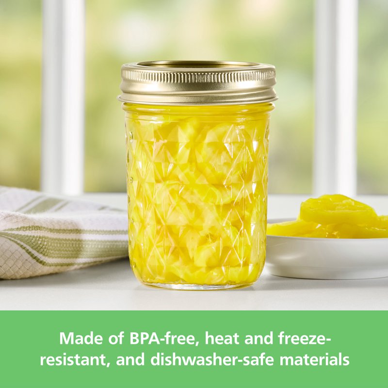 8 oz Mason Jars - Quilted Glass Canning Jars with Lids, 12-Pack