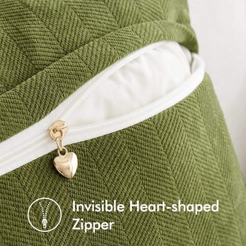 MIULEE Decorative Pillow Covers - Luxurious Soft Chenille in Moss Green | 18x18 Inch Farmhouse Style for Sofa & Bedroom