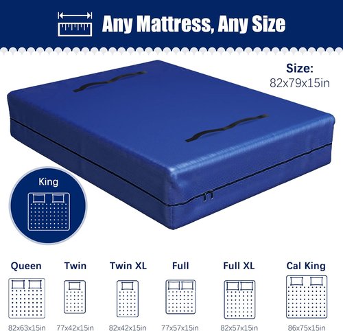 Cosy Family Mattress Bags - Extra-Thick 170GSM Moving Cover with 8 Handles & Zipper | Blue King Size