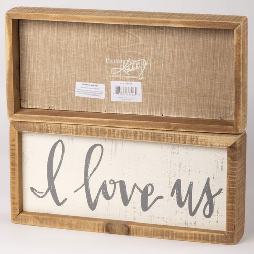 Primitives by Kathy 38506 Inset Hand-Lettered Box Sign, 12" x 5.5", I Love Us