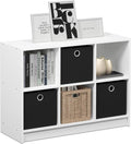 Furinno 3x2 Cube Storage Bookcase - Stylish Organizer with Bins in White and Black