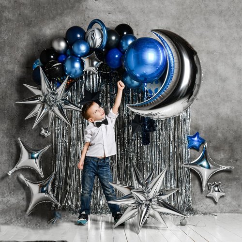 22 Pcs Silver Star Balloons,22/18/10 Inch Star Foil Mylar Balloon,Spike Balloon and Four Pointed Balloons for Party Supplies Christmas Birthday Wedding Photo Booth (Silver)