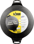 Lodge Seasoned Cast Iron Pizza Pan - 15-Inch Round Pan with Dual Assist Handles | PFAS-Free, Oven Safe