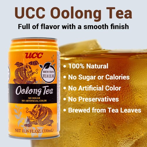 UCC Japanese Oolong Tea Drink, 11.1-Ounce Cans, Pack of 24, No Sugar, No Artificial Flavors or Coloring, Refreshing Canned Beverage, Authentic Taste, Perfect Healthy Drink