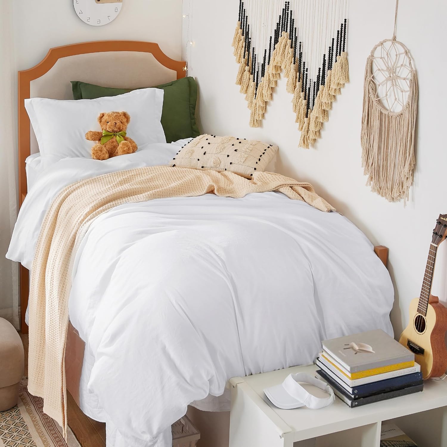 Bedsure Duvet Cover Set - Extra Soft Prewashed Cotton-Like Polyester | Twin/Twin XL, White, Zipper Closure