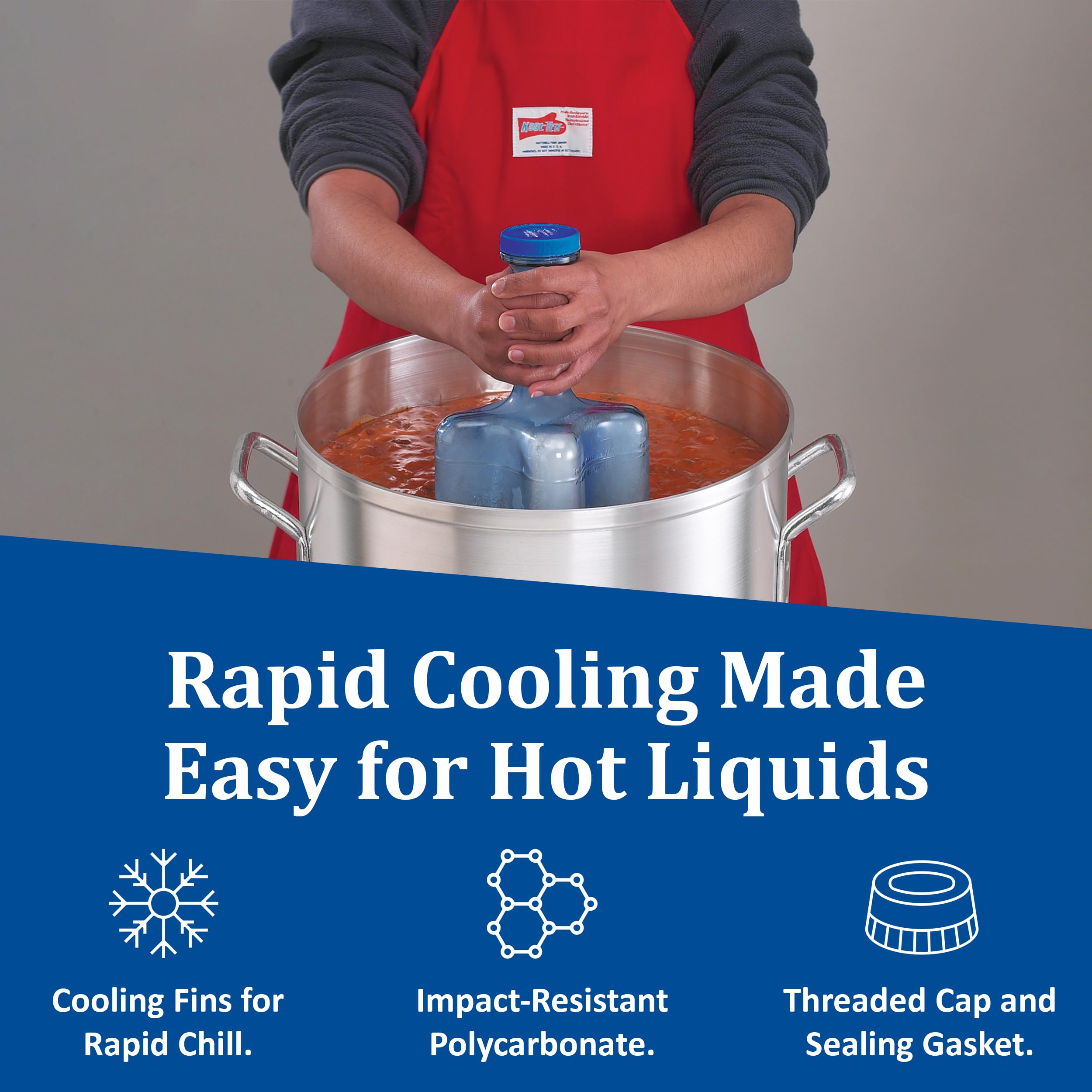San Jamar Rapi-Kool Cold Paddle – Ice Wand for Cooling Soups and Hot Liquids in Restaurants and Kitchens, Durable Polycarbonate Design with Integrated Cooling Fins, 64 Ounces (Set of 2)