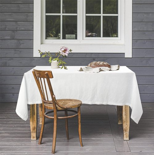 EVERLY 100% Pure Linen Rectangle Tablecloths 60x120 Inches for Dining,Buffet Parties,Picnic,Events,Weddings and Restaurants,Decorative Halloween,Thanksgiving Machine Washable Tablecloths-White