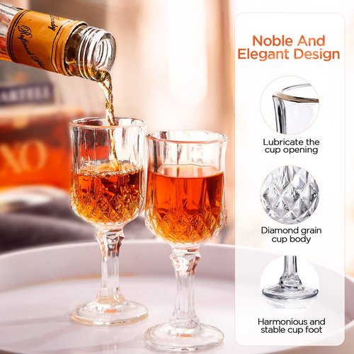 Soopiiso Cordial Glasses,1.7oz/50ml,Shot Glasses Set of 24,shot glasses with stem/tequila shot glasses/Sherry glasses, Transparent