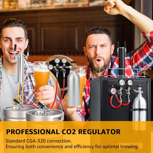 IMAICTUU Dual Output CO2 Regulator CGA-320 Kegerator Regulator with 1/4" & 5/16" Barb,Draft Beer CO2 Tank Regulator Kegerator Parts for Party,Wedding