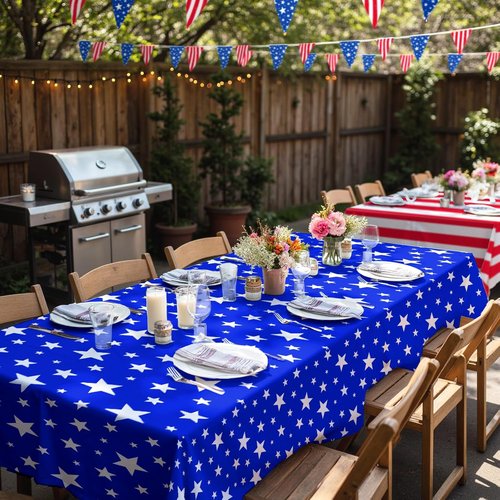 4th of July Party Decorations Set - American Flag Patriotic Theme Kit | Disposable Plastic Tablecloth, 2PCS