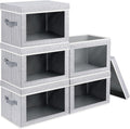 Homsorout Stackable Storage Bins - Large Fabric Organizer Baskets with Lids | 5-Pack for Living Room & Dorm