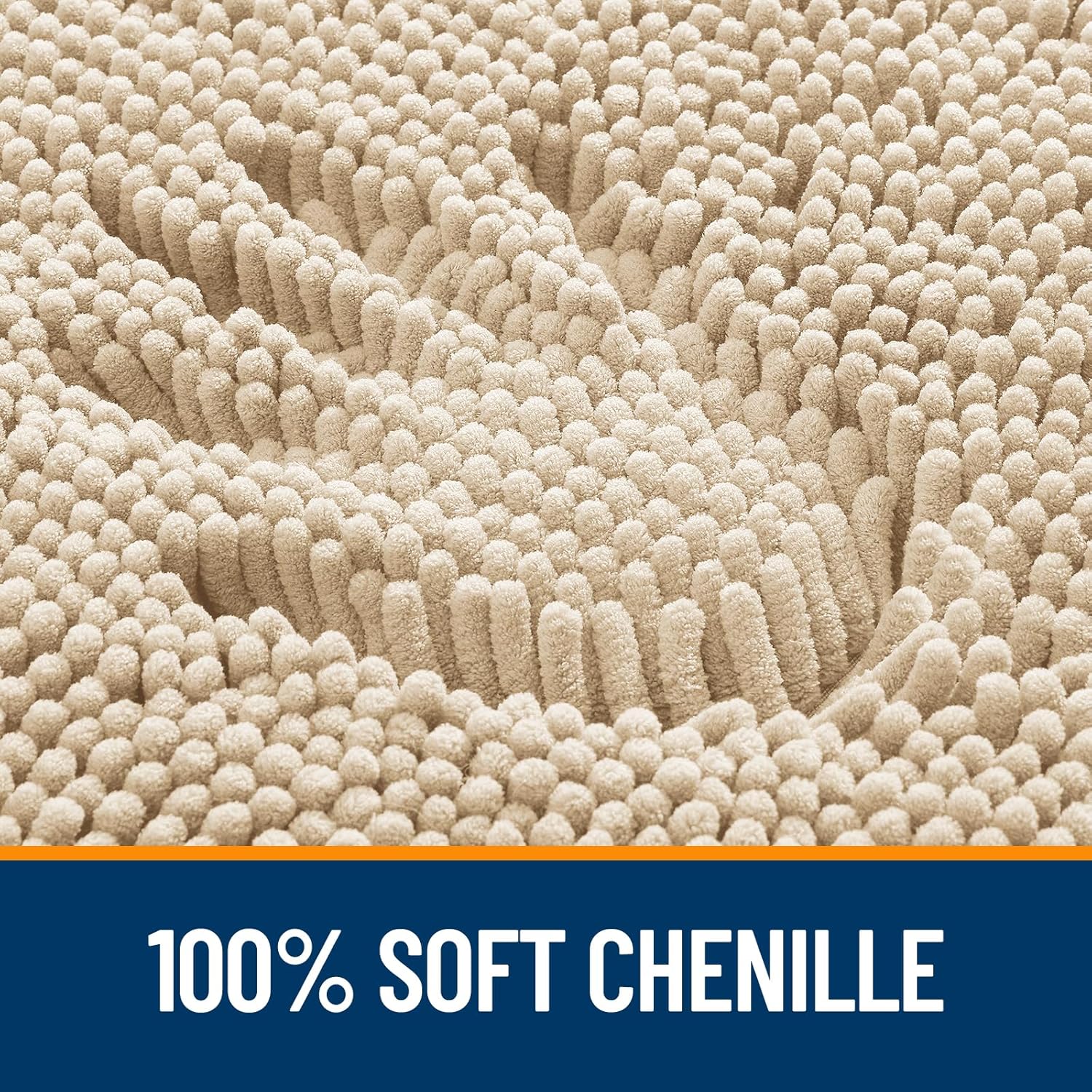 OLANLY Bathroom Rugs - Extra Soft Chenille Bath Mats | Quick Dry, Machine Washable, 24x16, Beige